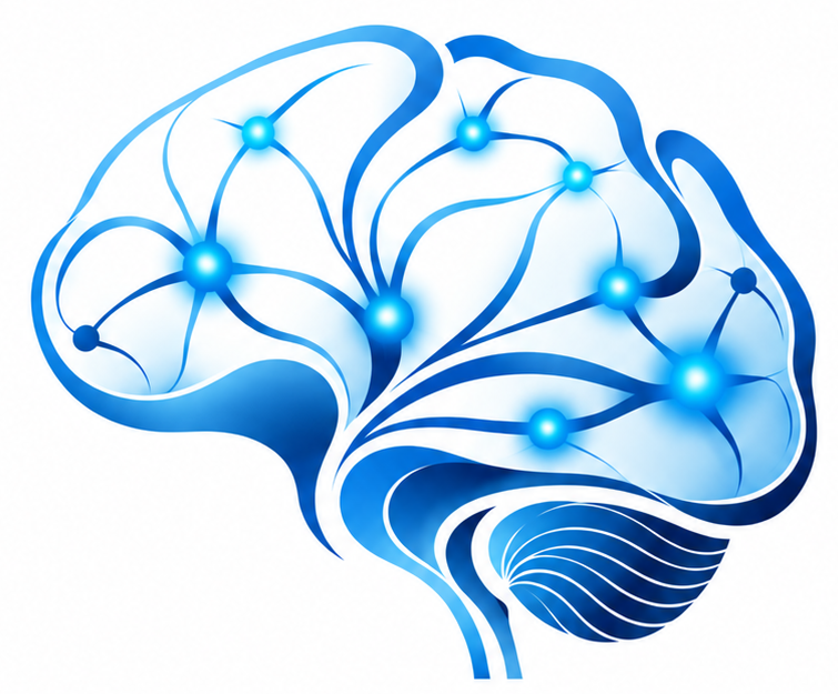 Blaues Gehirn mit neuronalen Verbindungen